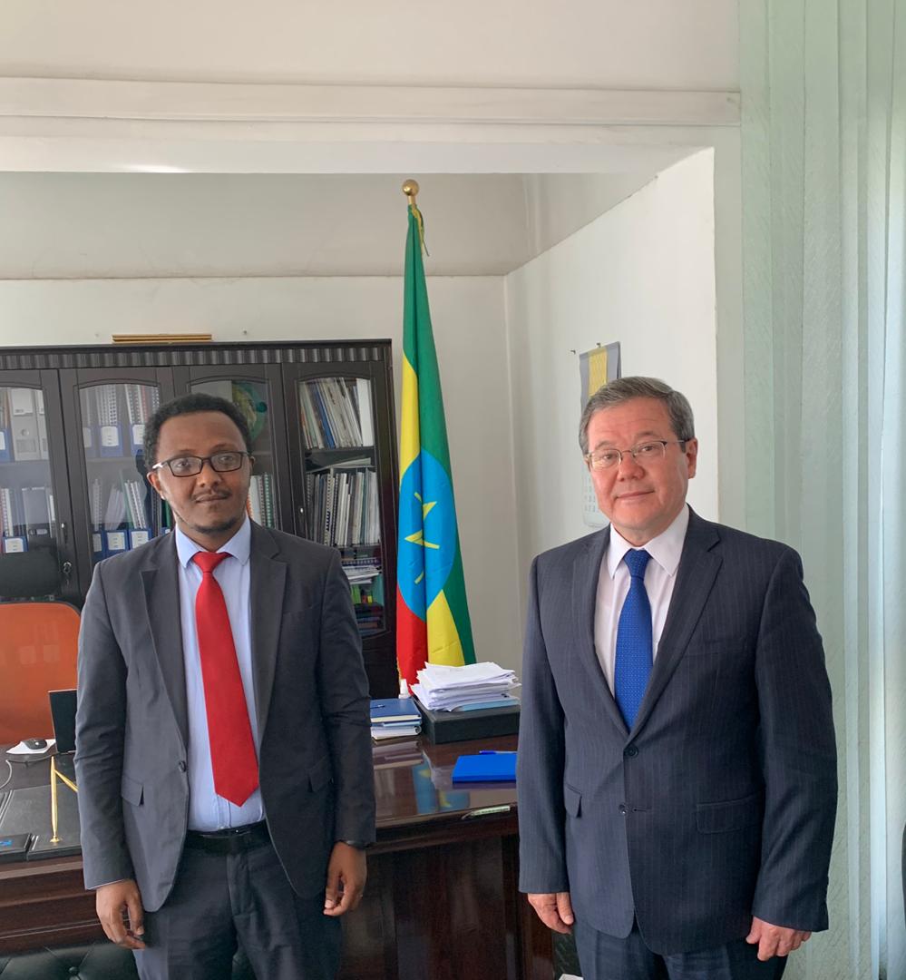 On October 26, 2020, the Ambassador of Kazakhstan to Ethiopia Barlybay Sadykov met with the Deputy Commissioner for Investments of Ethiopia Mr. Temesgen Telahun.