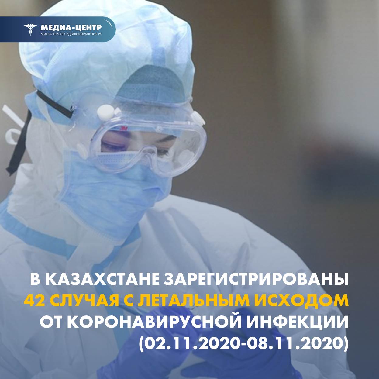В Казахстане зарегистрированы 42 случая с летальным исходом от коронавирусной инфекции (02.11.2020 – 08.11.2020)