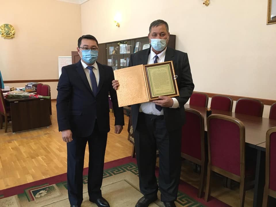 Awarding of the hero of the day Beisekeyev N. Zh.