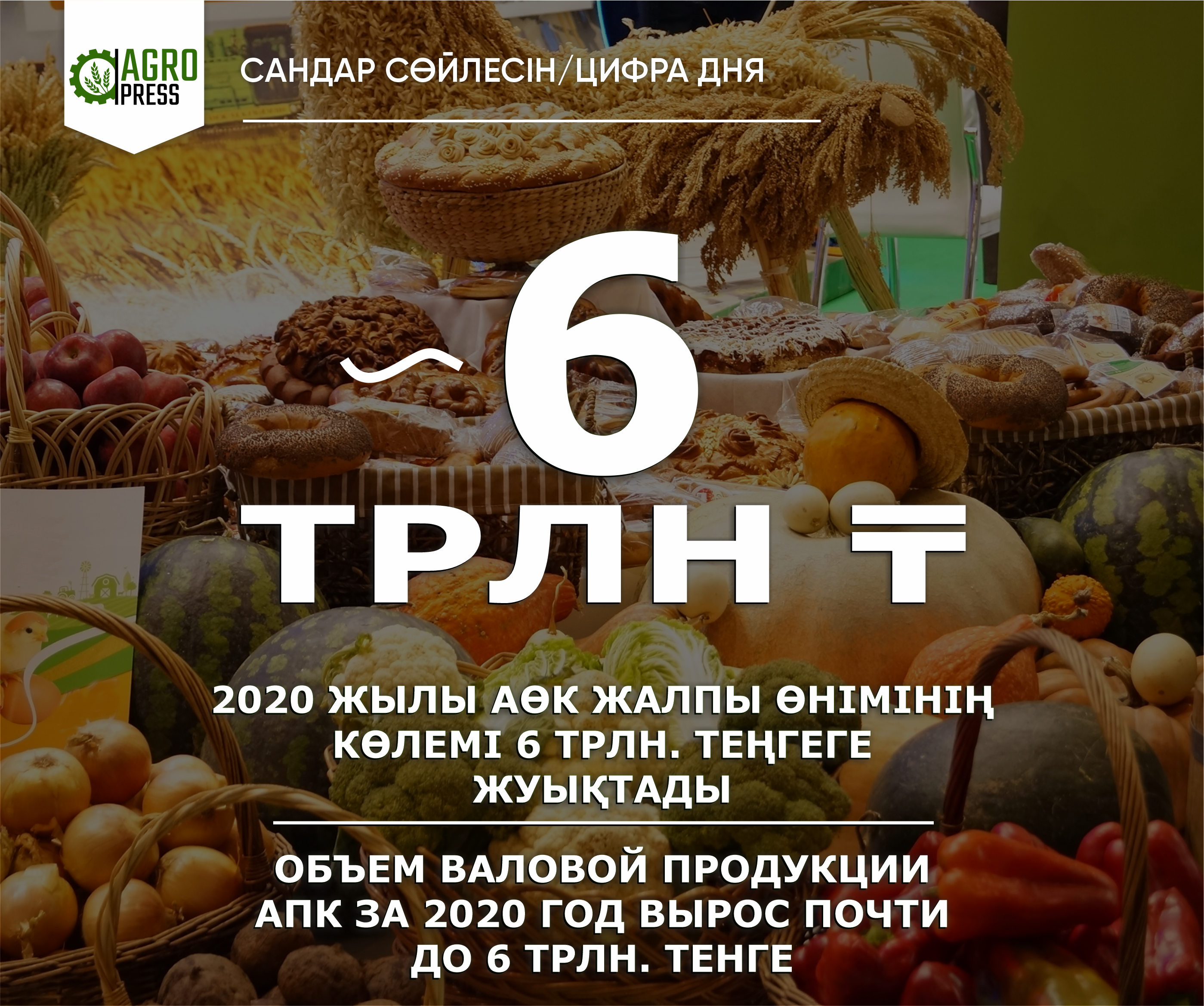 Объем валовой продукции АПК за 2020 год вырос почти до 6 трлн. тенге