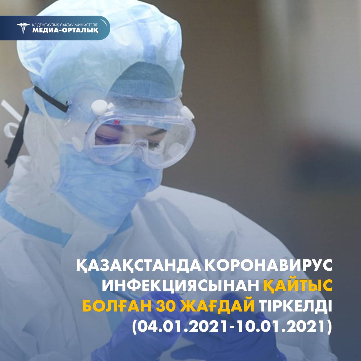 Қазақстанда коронавирус инфекциясынан қайтыс болған 30 жағдай тіркелді (04.01.2021 – 10.01.2021)