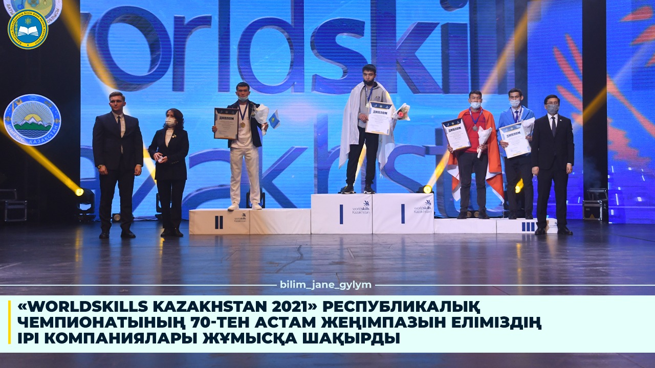 «WORLDSKILLS KAZAKHSTAN 2021» РЕСПУБЛИКАЛЫҚ ЧЕМПИОНАТЫНЫҢ 70-ТЕН АСТАМ ЖЕҢІМПАЗЫН ЕЛІМІЗДІҢ ІРІ КОМПАНИЯЛАРЫ ЖҰМЫСҚА ШАҚЫРДЫ