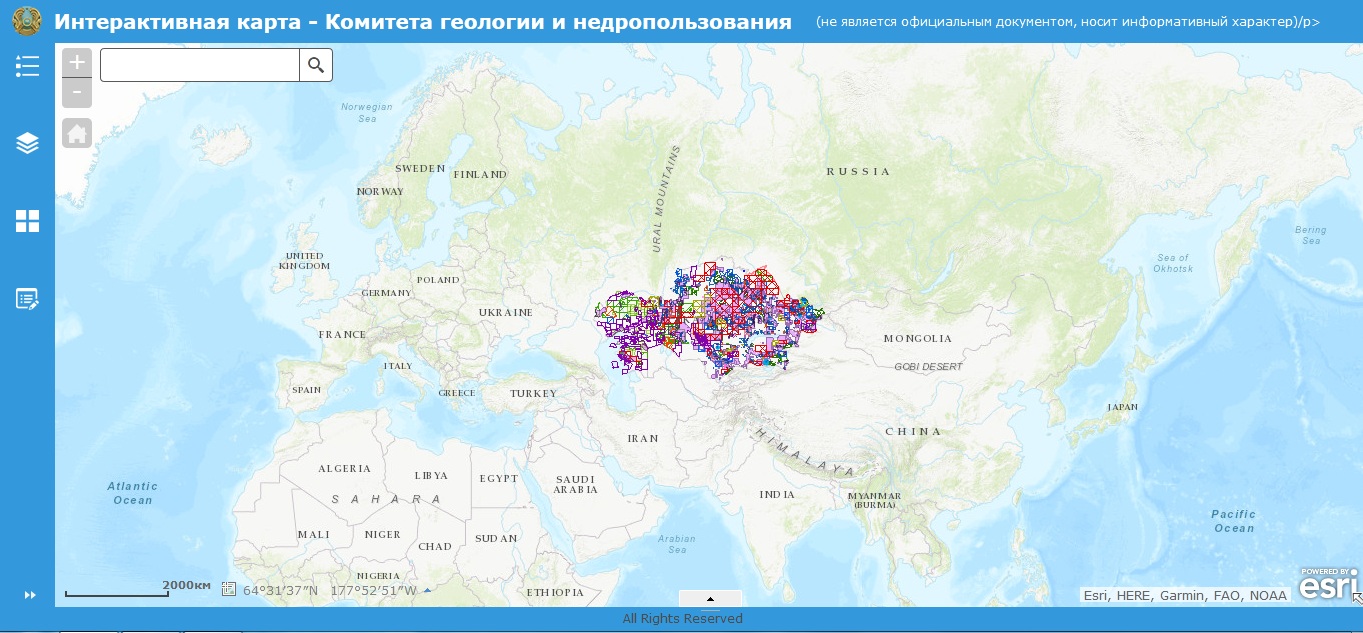 Геология және жер қойнауын пайдалану комитетінің - Интерактивті картасы