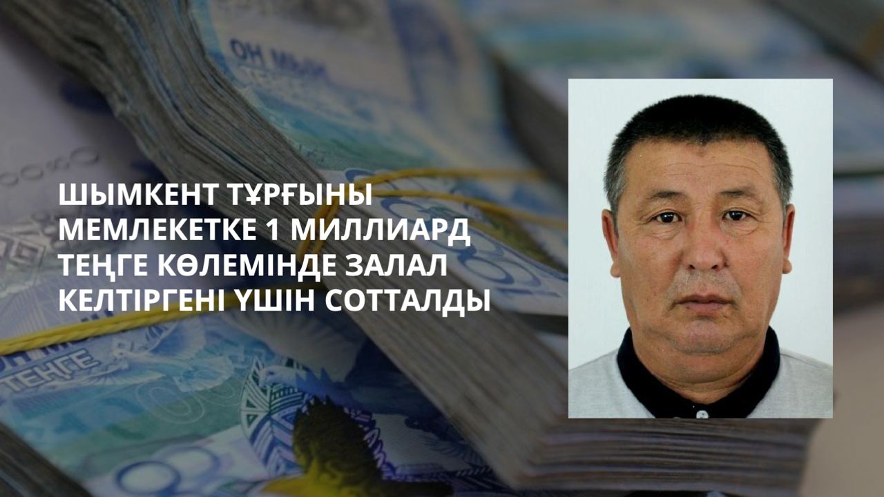 Шымкент тұрғыны мемлекетке 1 миллиард теңге көлемінде залал келтіргені үшін сотталды