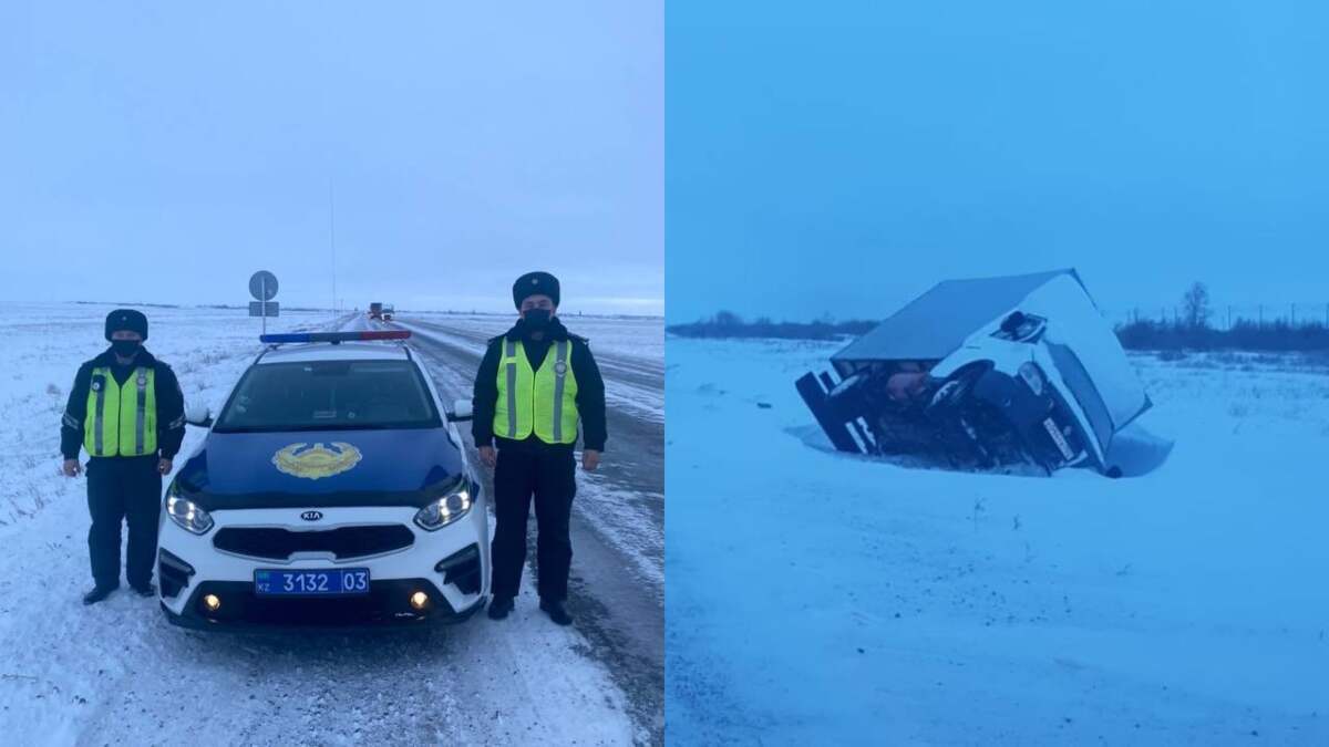 Водителю съехавшего в кювет авто помогли акмолинские полицейские