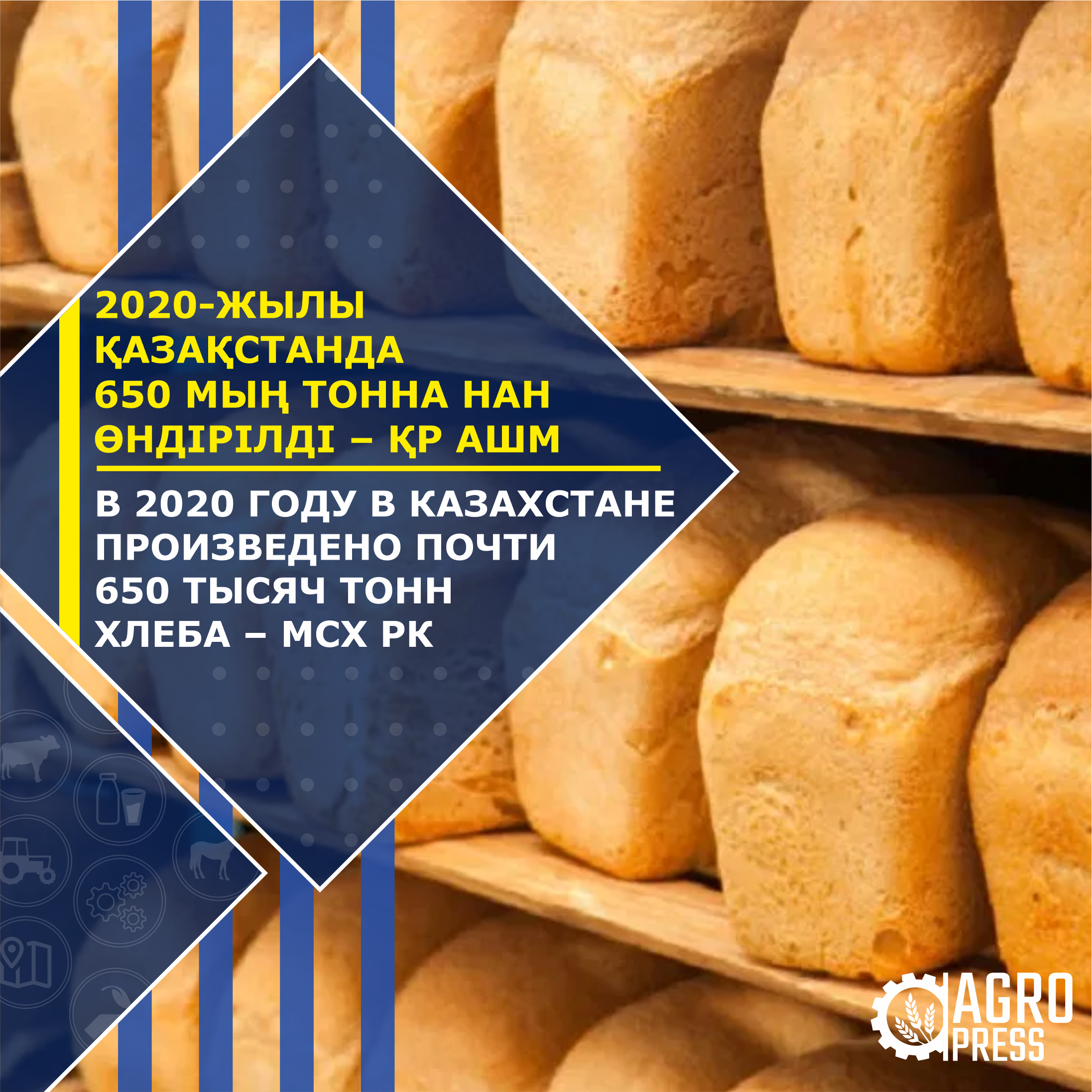 В 2020 году в Казахстане произведено почти 650 тысяч тонн хлеба – МСХ РК