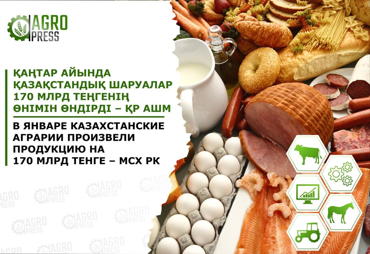 Қаңтар айында қазақстандық шаруалар  170 млрд теңгенің өнімін өндірді – ҚР АШМ