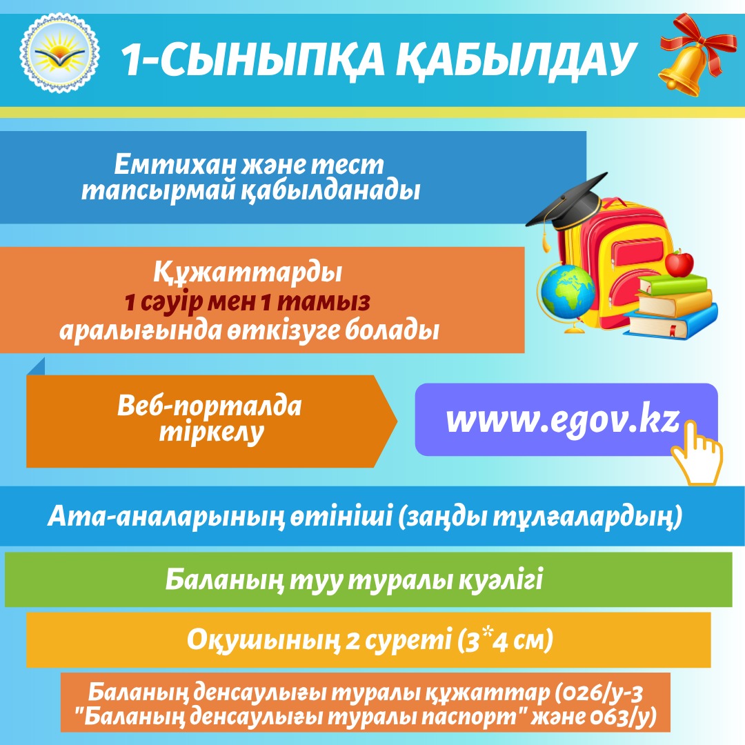 www.egov.kz порталы арқылы мектепке қабылдау алгоритмі
