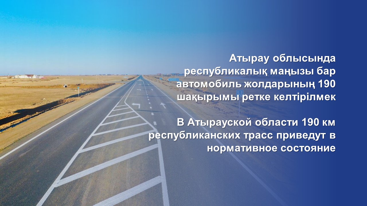 В Атырауской области 190 км республиканских трасс приведут в нормативное состояние