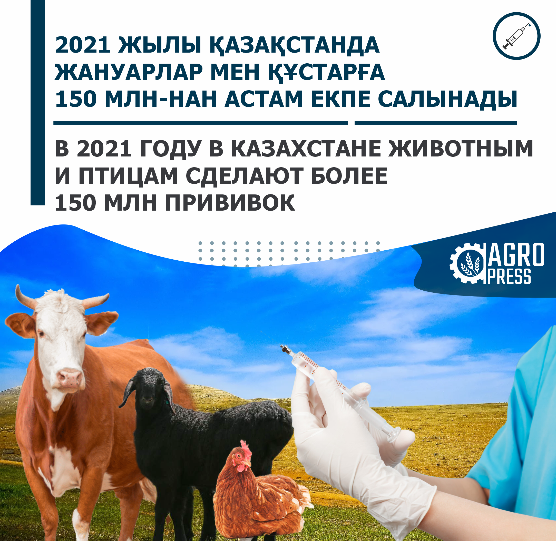 В 2021 году в Казахстане животным и птицам сделают более 150 млн прививок