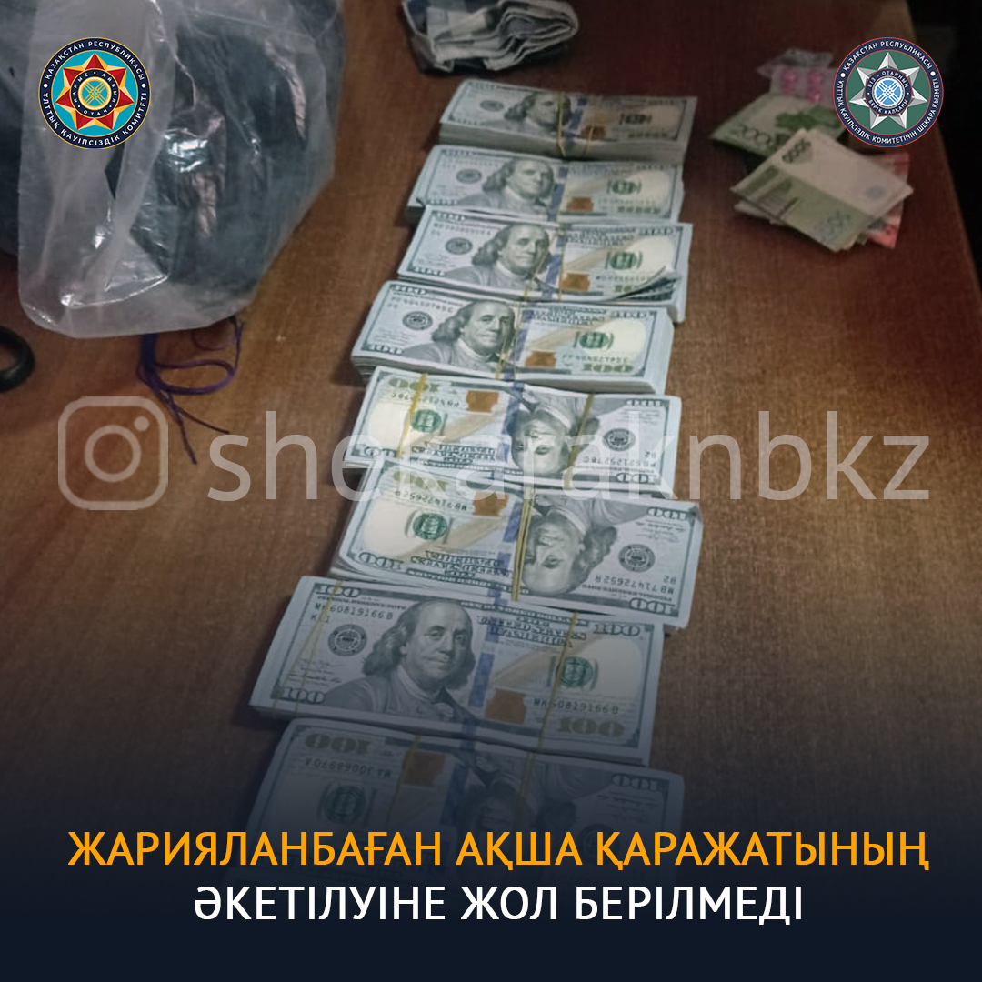 Жарияланбаған ақша қаражатының әкетілуіне жол берілмеді