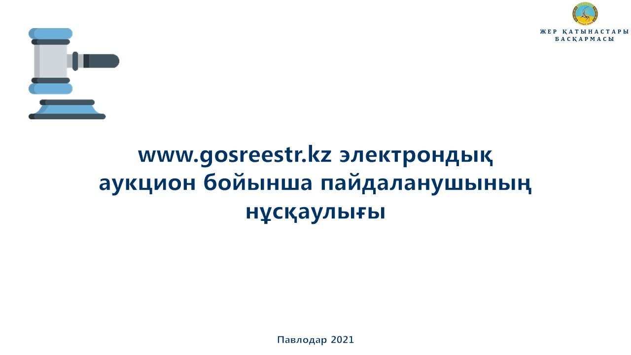 www.gosreestr.kz электрондық аукцион бойынша пайдаланушының нұсқаулығы