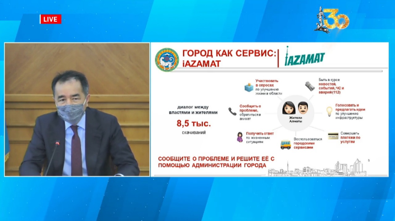 Б. Сагинтаев: Акимат Алматы оказывает 90% госуслуг в электронном формате