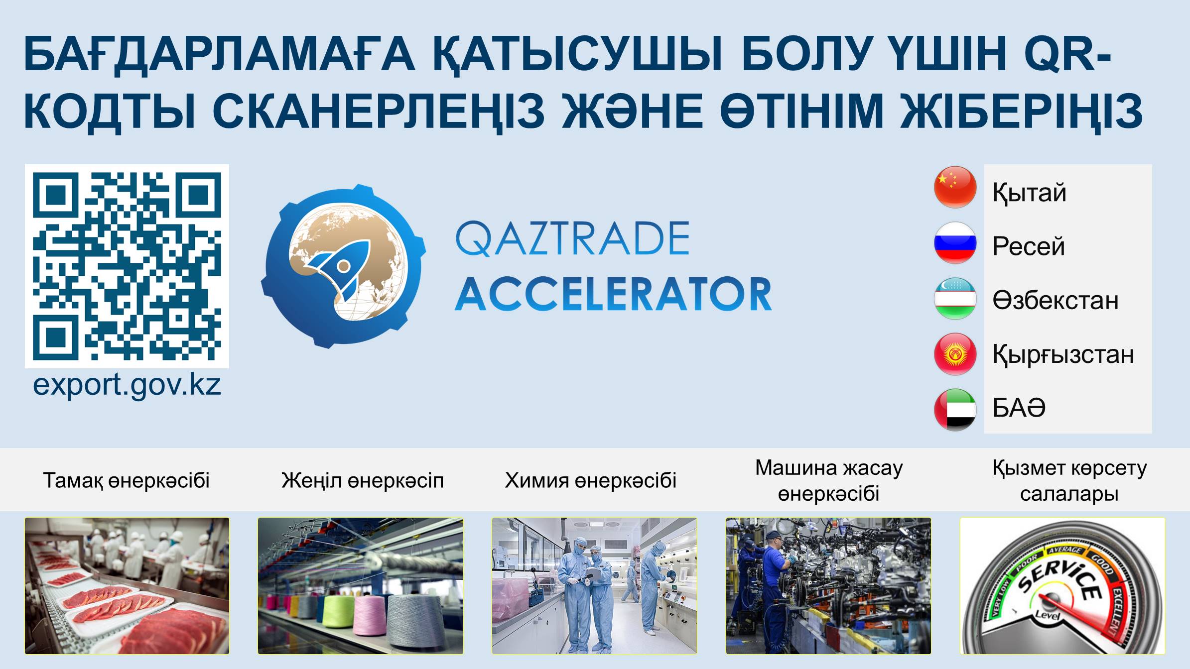 Сауда және интеграция министрлігі «Экспорттық акселератор» бағдарламасына өтінімдер қабылдауды бастады