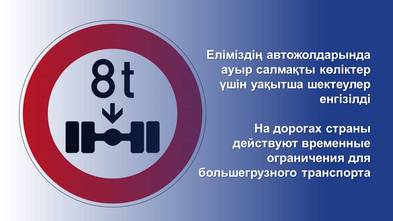 Еліміздің автожолдарында ауыр салмақты көліктер үшін уақытша шектеулер енгізілді