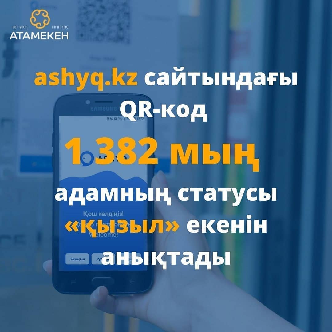 ashyq.kz сайтындағы QR-код  1382 мың адамның статусы «қызыл» екенін анықтады