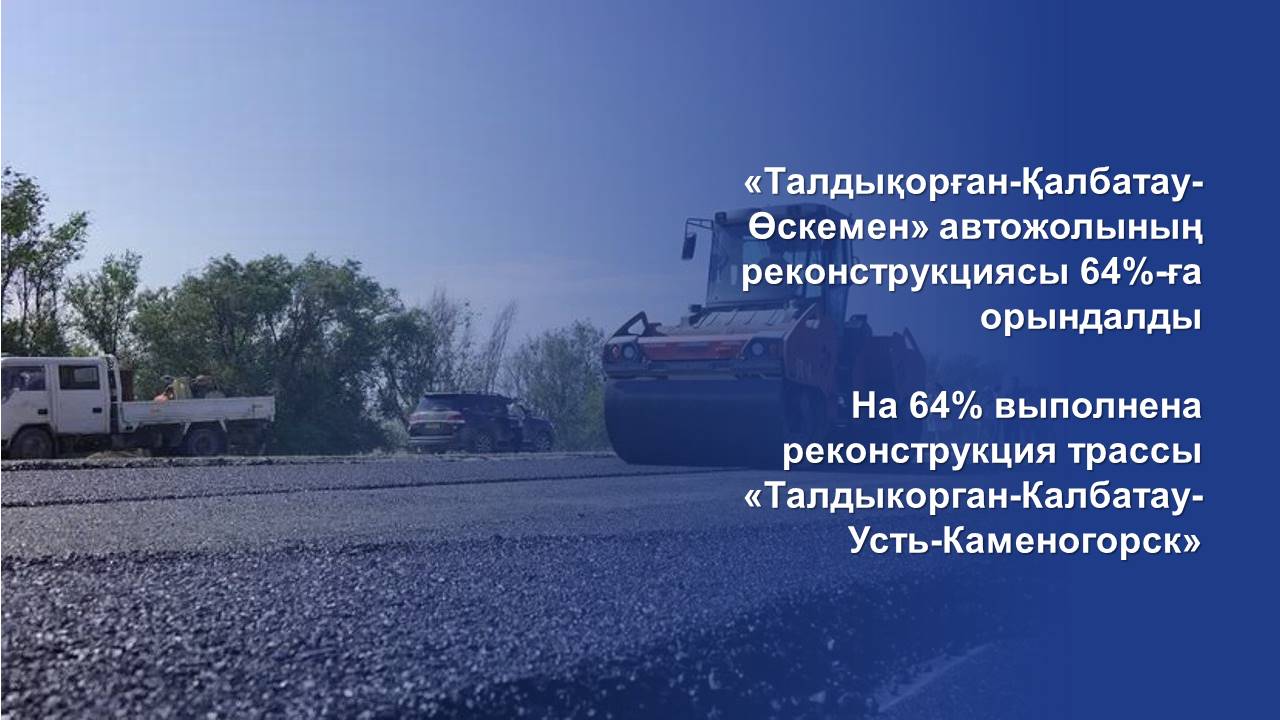 «Талдықорған-Қалбатау-Өскемен» автожолының реконструкциясы 64%-ға орындалды