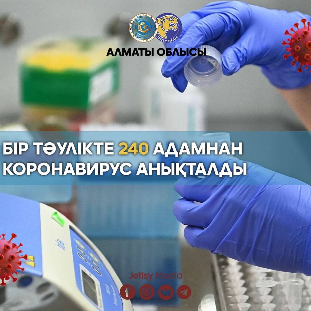 Алматы облысында бір тәулікте 240 адамнан коронавирус анықталды
