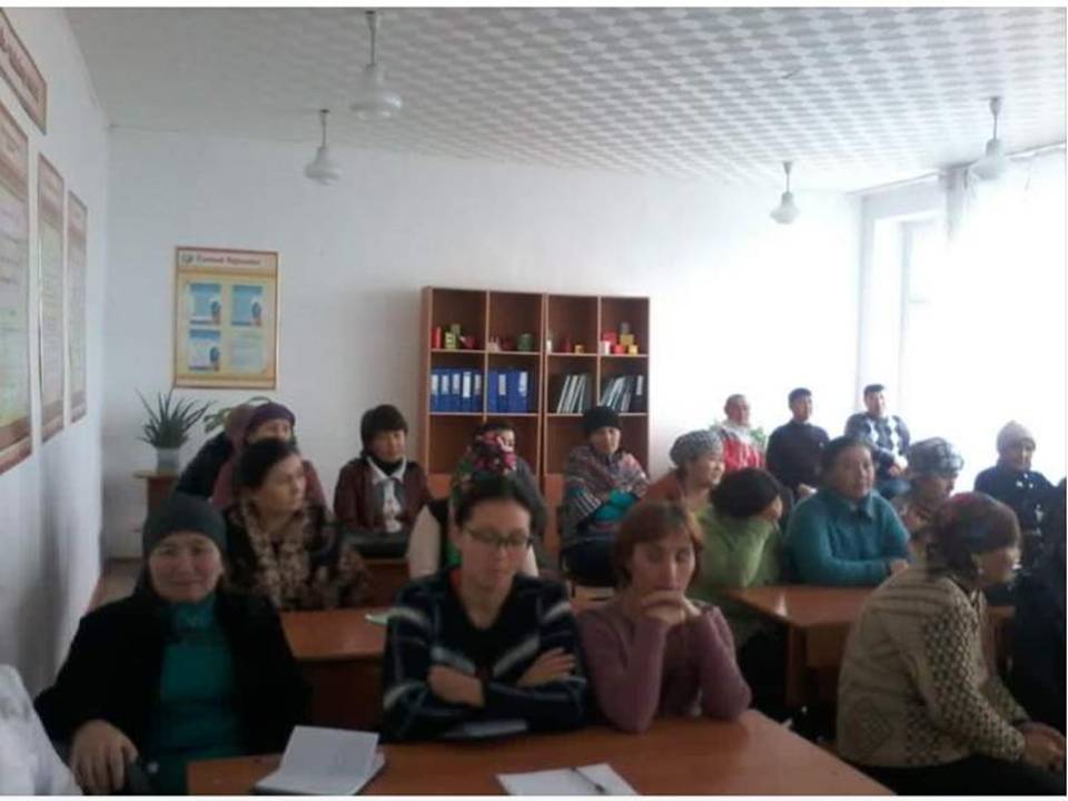 A meeting of the school staff dedicated to discussing the Message of the President of the Republic of Kazakhstan.