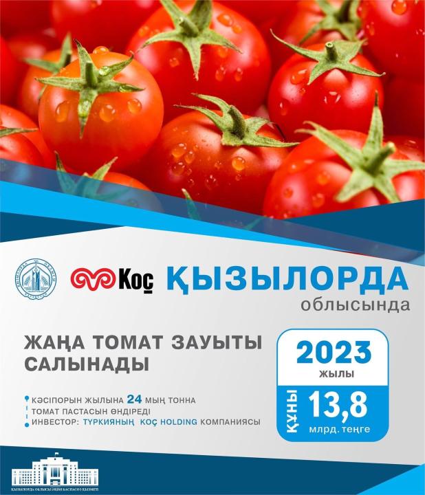 Қызылорда облысында жаңа томат зауыты салынады
