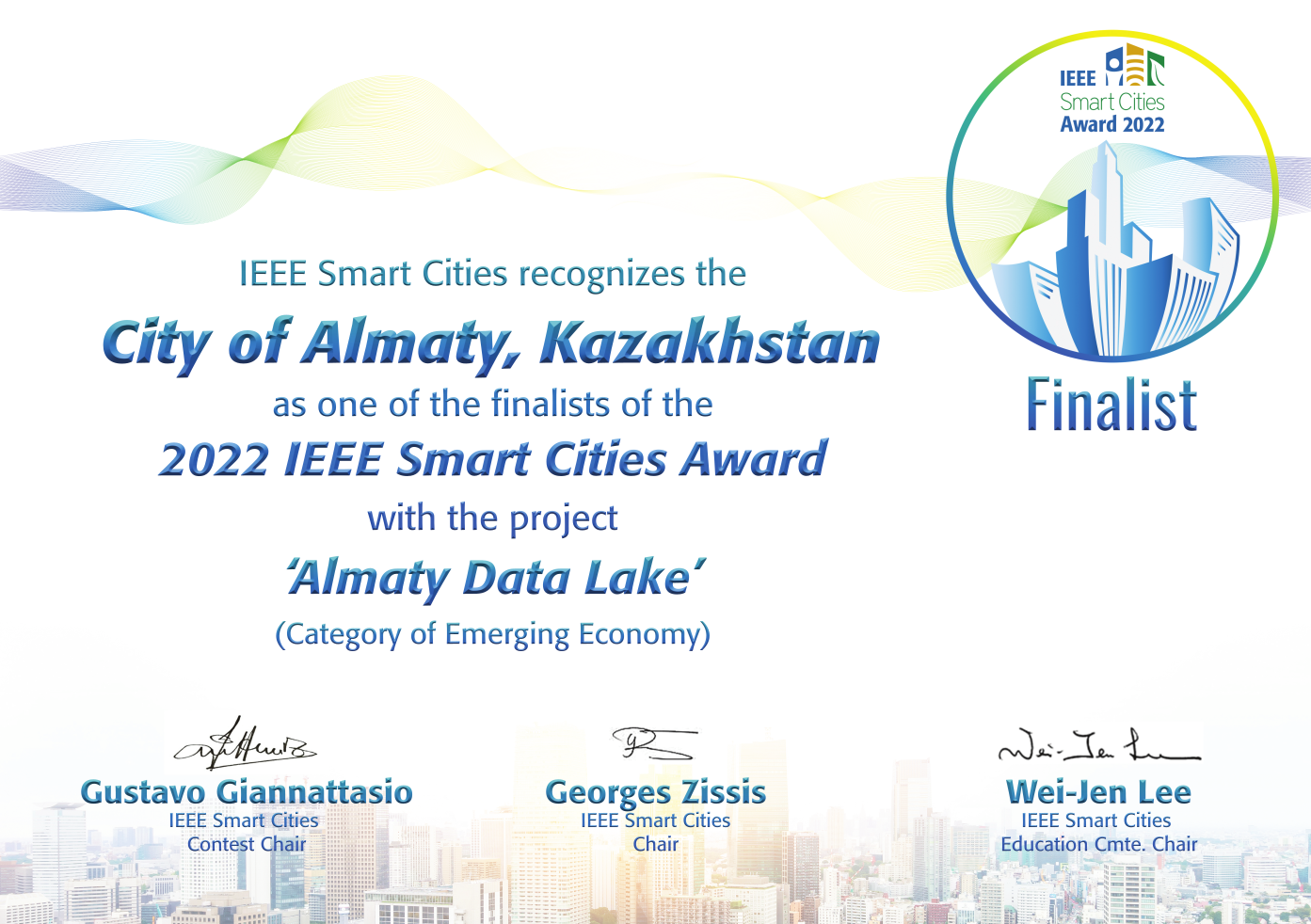 Алматы қаласы Almaty Data Lake жобасымен IEEE Smart Cities Awards 2022 халықаралық «ақылды қалалар» байқауының финалисті атанды