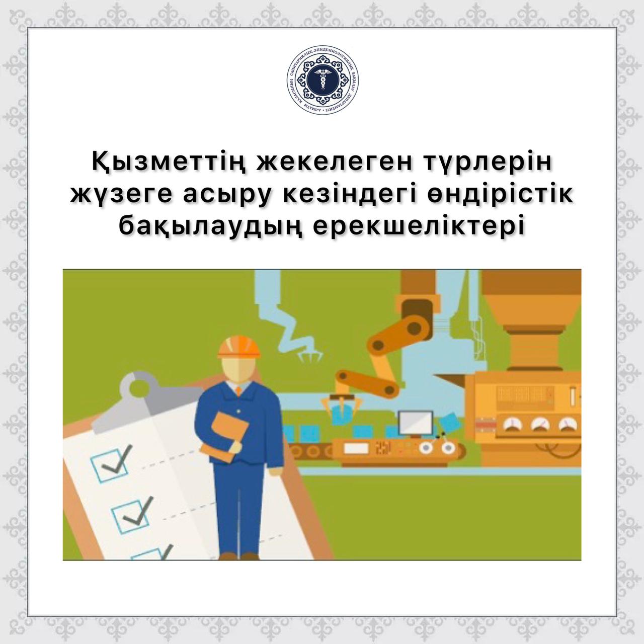 Қызметтің жекелеген түрлерін жүзеге асыру кезіндегі өндірістік бақылаудың ерекшеліктері