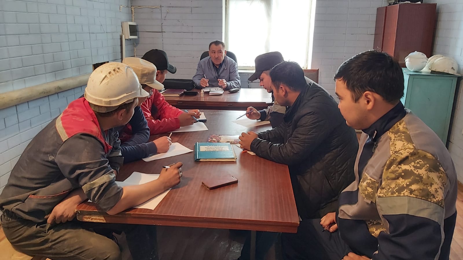State labor inspectors of the Labor Legislation Control Department for Semey in Semey Kurylys Materialdary...