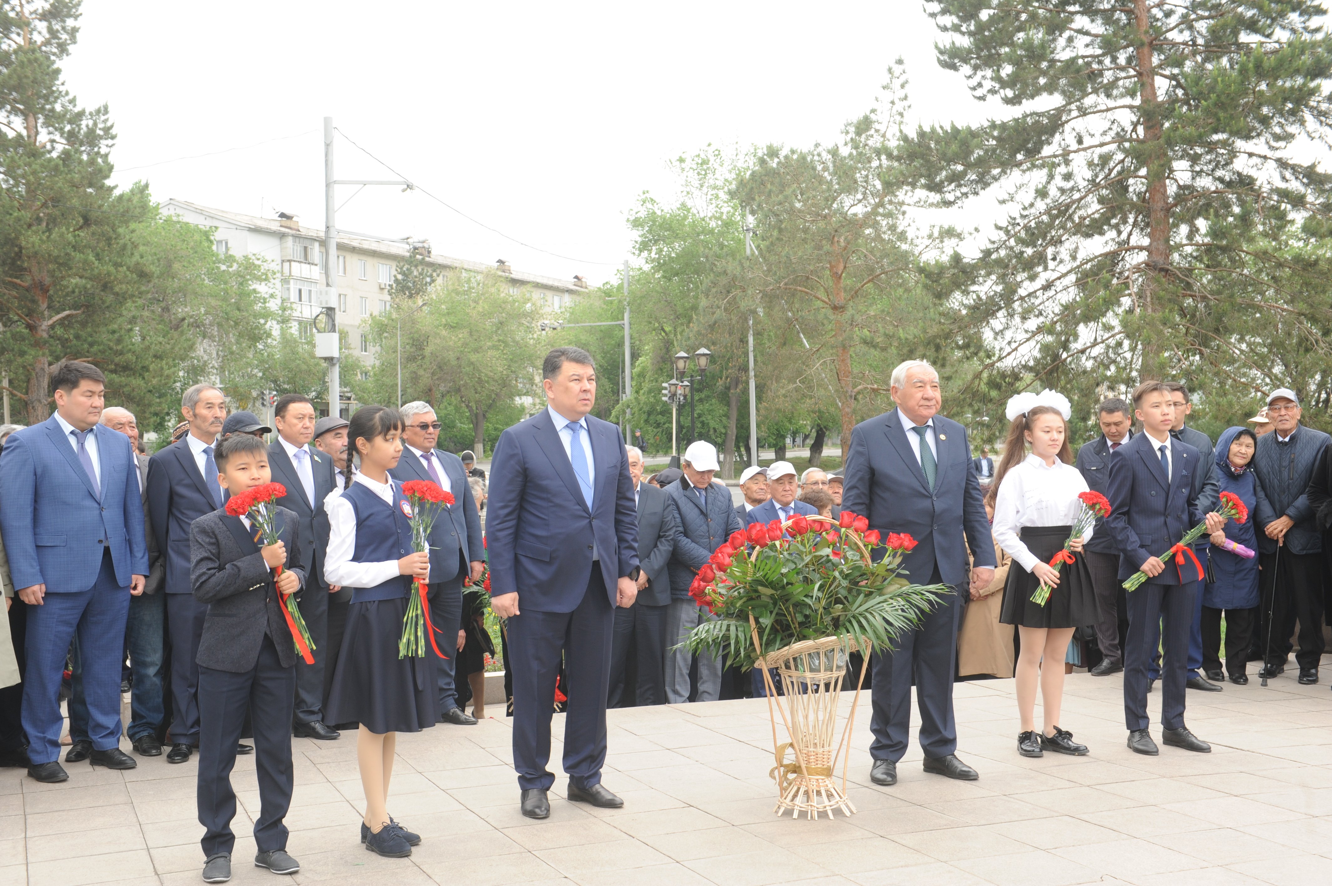 Flowers are laid at the monument of D. Konaev