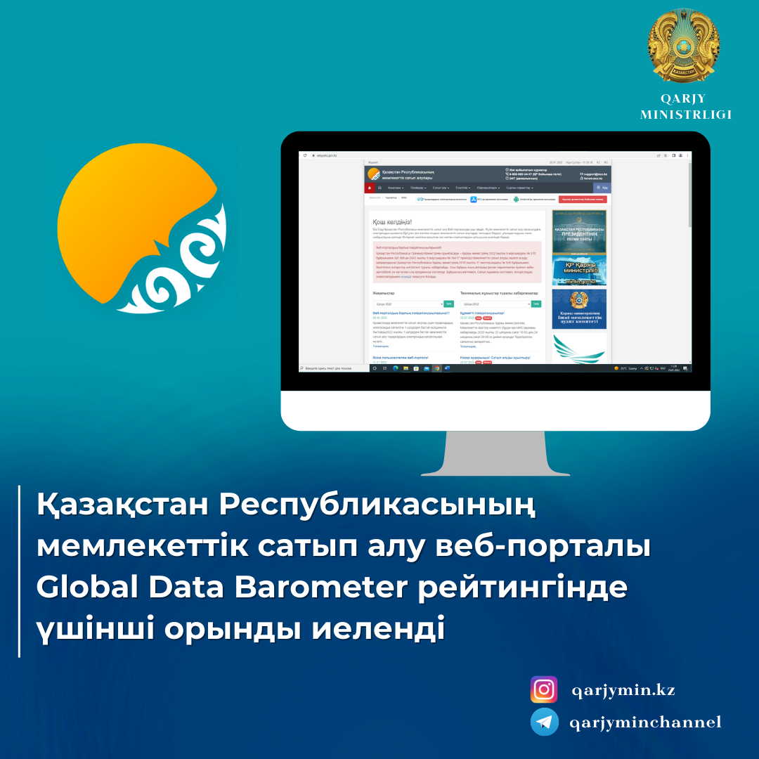 Қазақстан Республикасының мемлекеттік сатып алу веб-порталы Global Data Barometer рейтингінде үшінші орынды иеленді