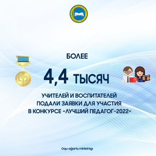 БОЛЕЕ 4,4 ТЫСЯЧ УЧИТЕЛЕЙ И ВОСПИТАТЕЛЕЙ ПОДАЛИ ЗАЯВКИ ДЛЯ УЧАСТИЯ В КОНКУРСЕ «ЛУЧШИЙ ПЕДАГОГ-2022»