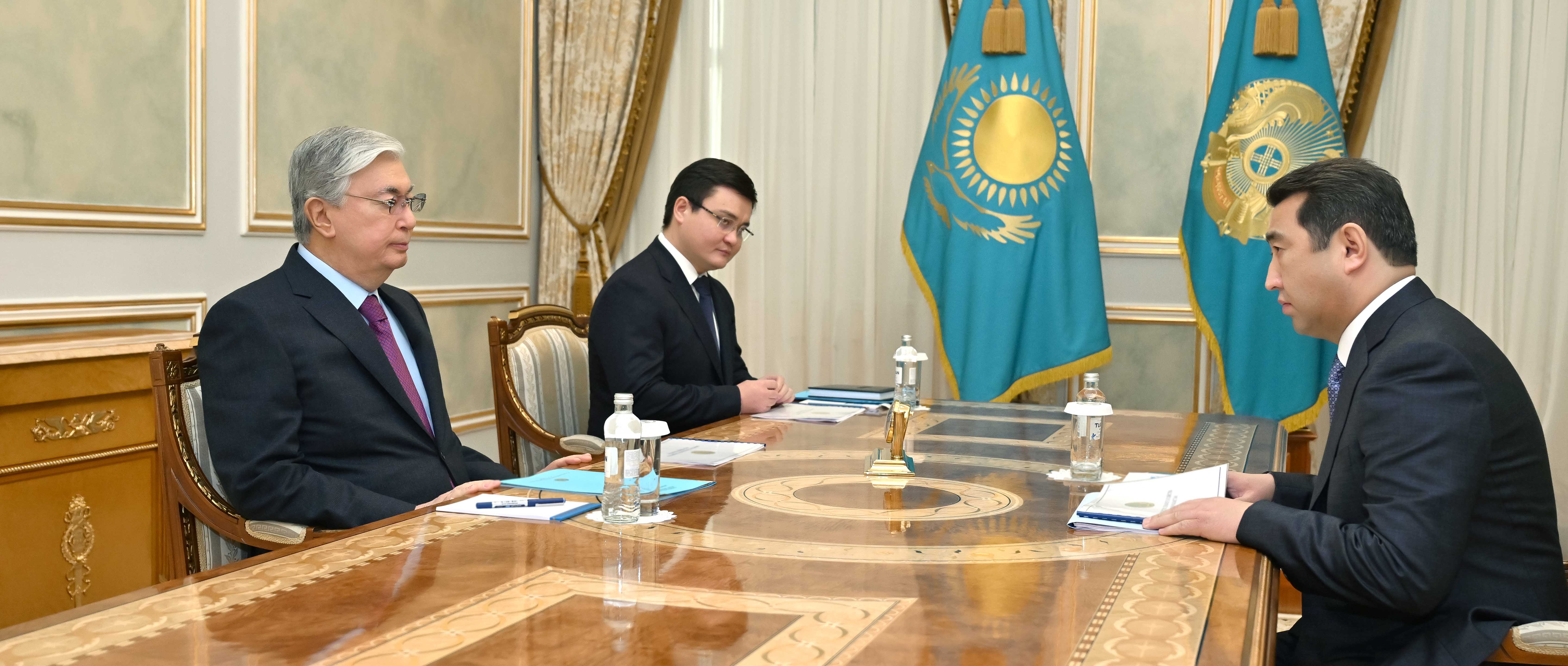 Head of State Kassym-Jomart Tokayev received Minister of Agriculture Aidarbek Saparov