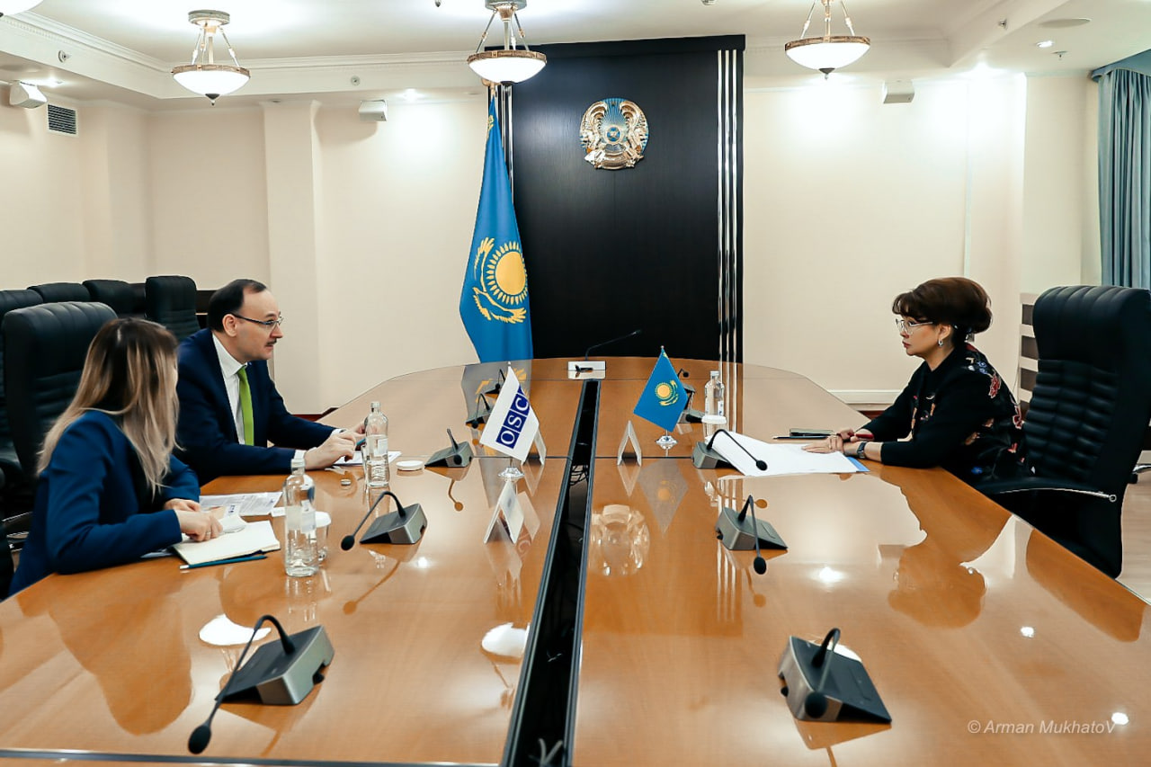 Аида Балаева Астанадағы ЕҚЫҰ бағдарламалар кеңсесінің басшысы Фолькер Фробартпен кездесті