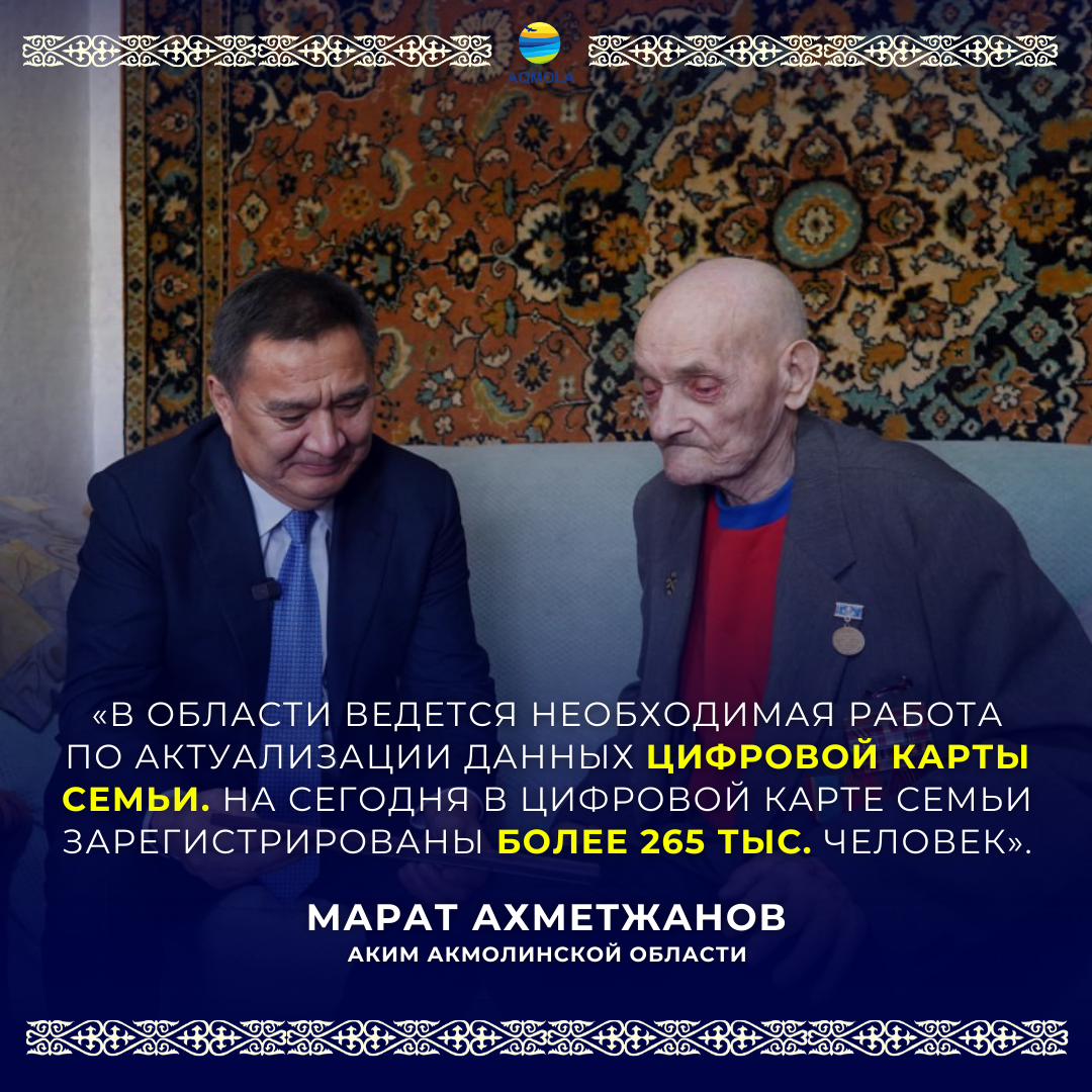 На сегодня в Цифровой карте семьи в области зарегистрировано более 265 тыс. человек