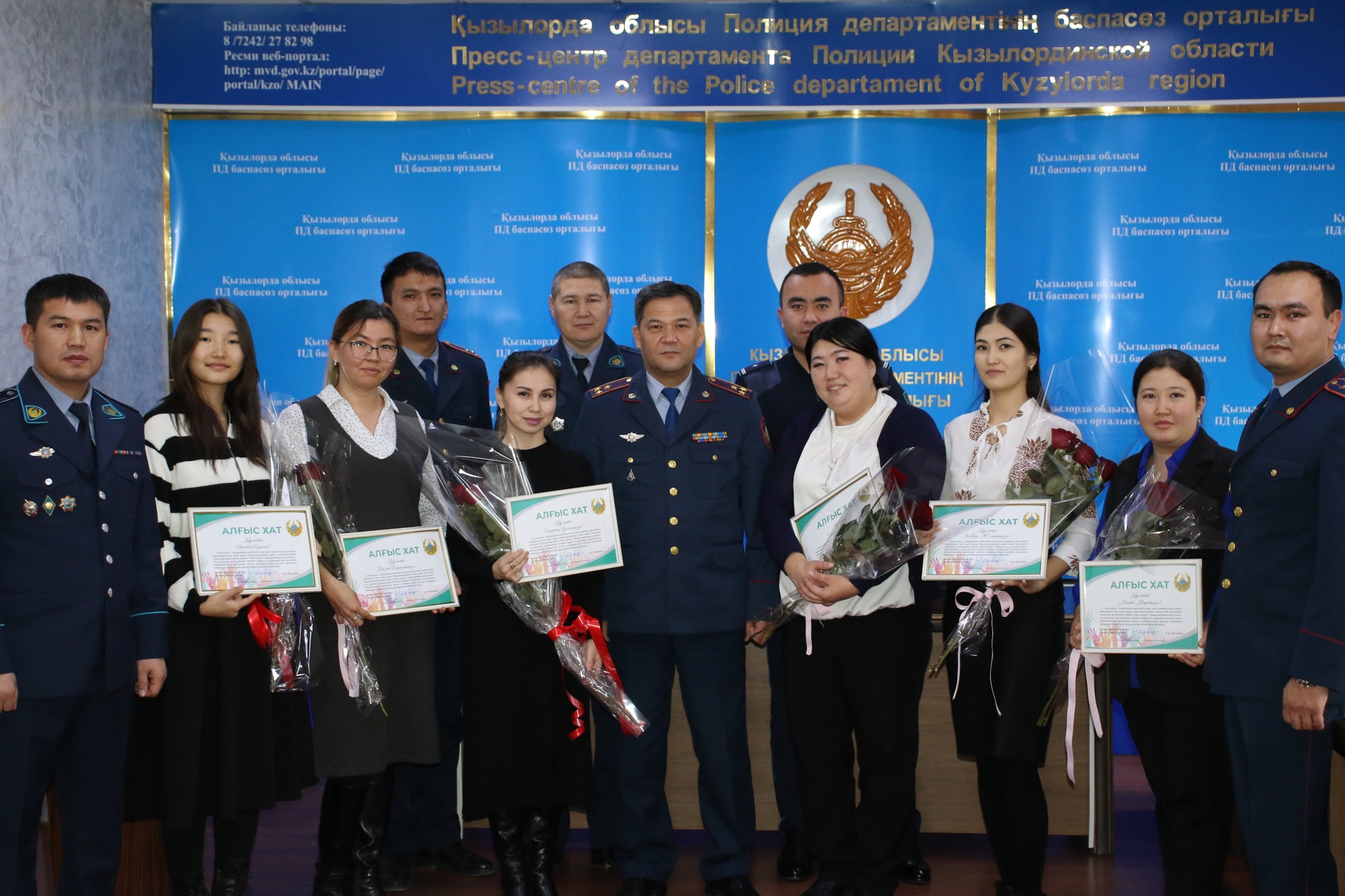 Руководство Департамента полиции Кызылординской области поощрило волонтеров