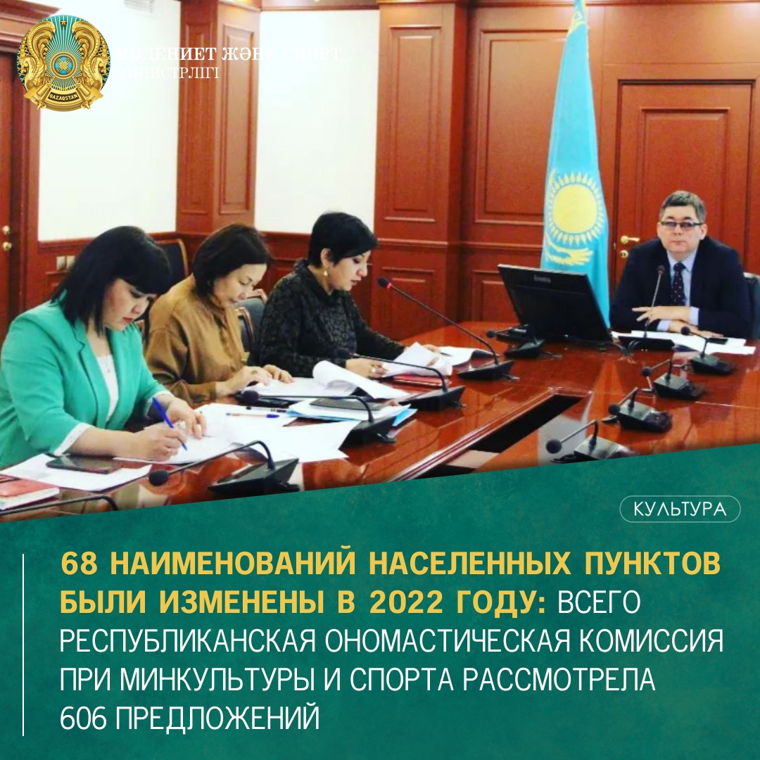 68 наименований населенных пунктов были изменены в 2022 году: всего республиканская ономастическая комиссия при минкультуры и спорта рассмотрела 606 предложений