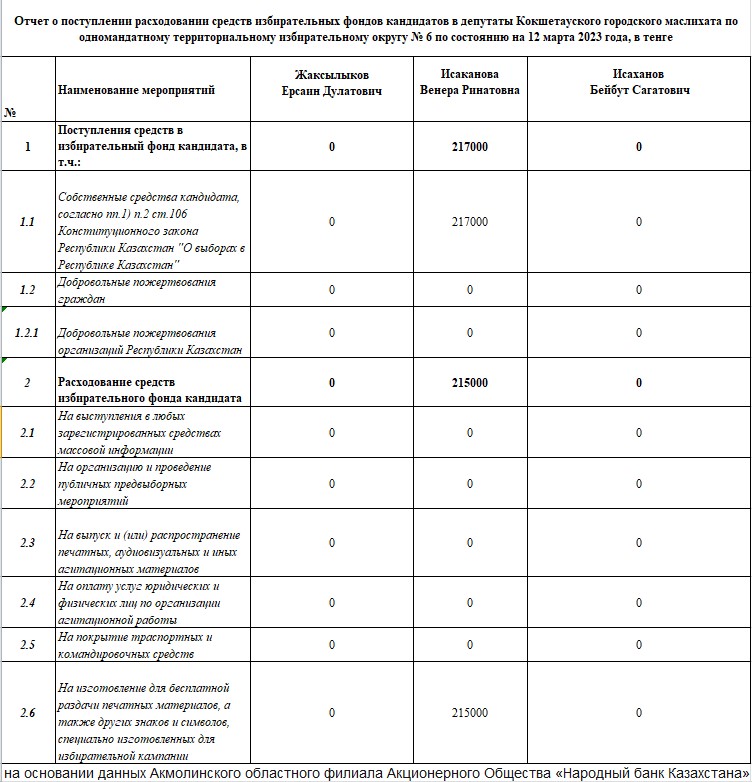 Отчет о поступлении и расходовании средств избирательных фондов ...