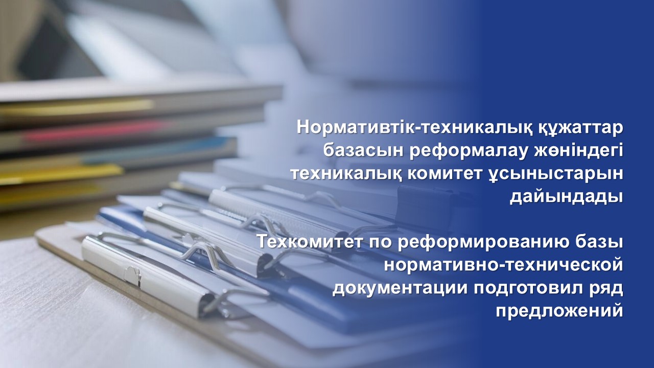 Нормативтік-техникалық құжаттар базасын реформалау жөніндегі техникалық комитет ұсыныстарын дайындады