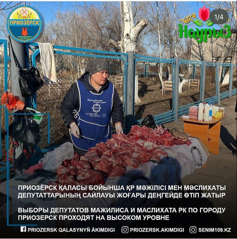 Выборы депутатов Мажилиса и маслихата РК по городу Приозерск проходят на высоком уровне. Кроме того, для наших избирателей были организованы продовольственные ярмарки.
