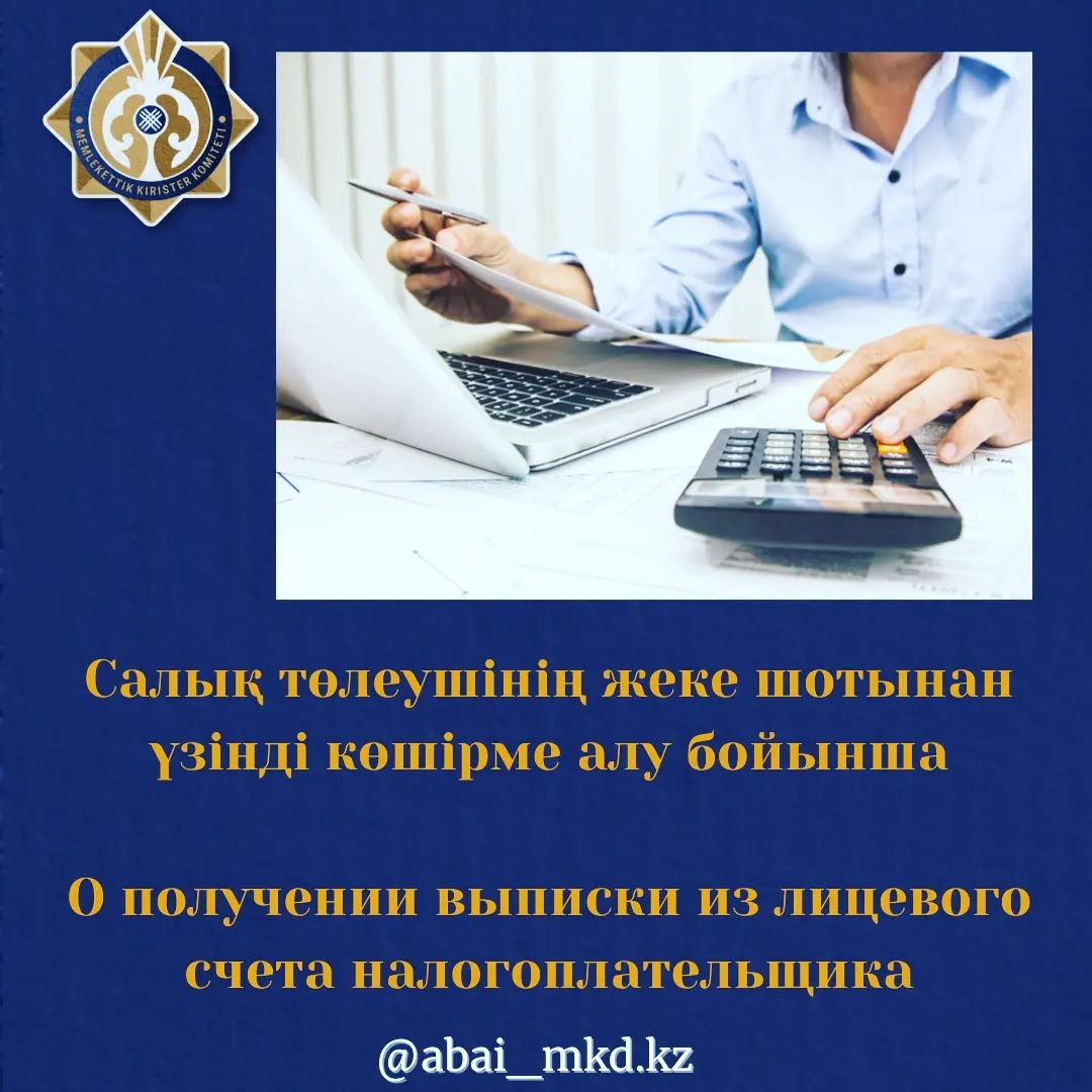 Салық төлеушінің жеке шотынан үзінді көшірме алу