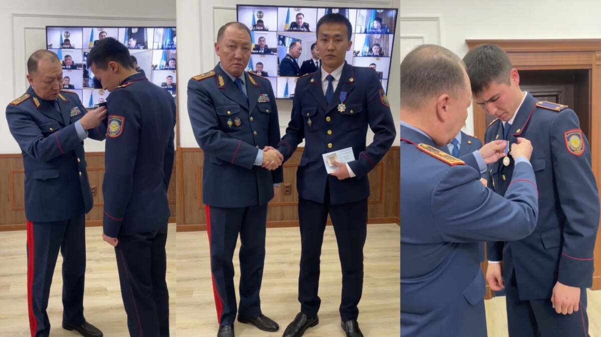 Героев-полицейских наградил начальник ДП Жамбылской области