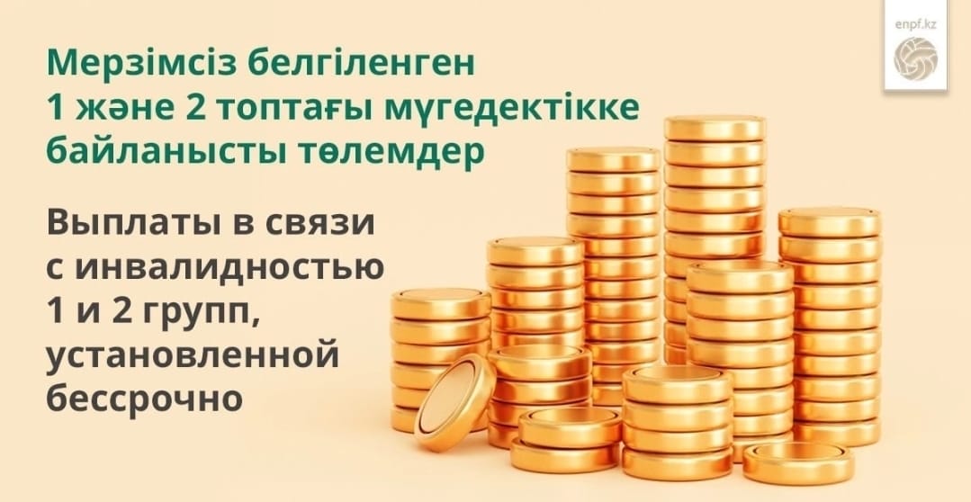 Мерзімсіз белгіленген 1 және 2 топтағы мүгедектікке байланысты төлемдер