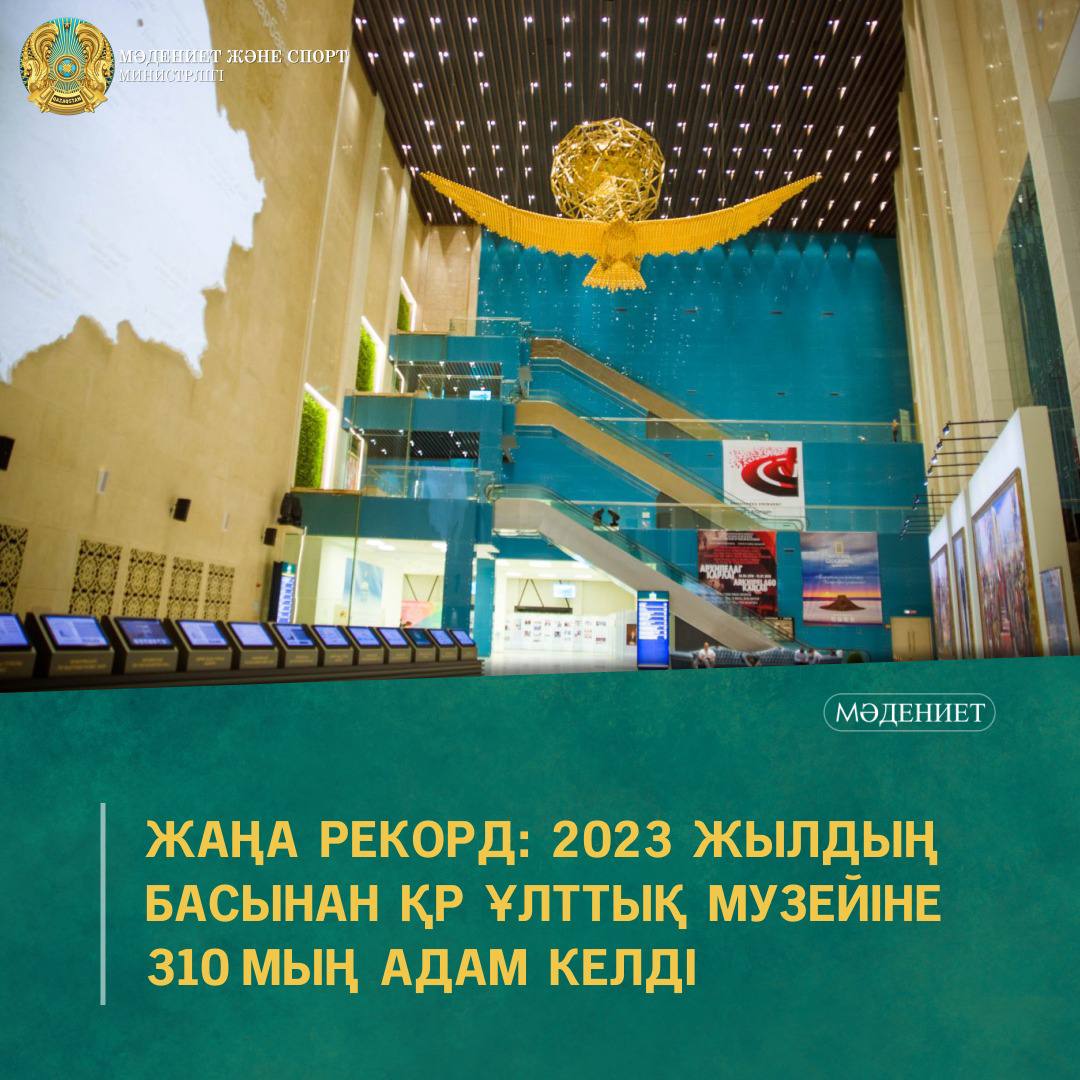ЖАҢА РЕКОРД: 2023 ЖЫЛДЫҢ БАСЫНАН ҚР ҰЛТТЫҚ МУЗЕЙІНЕ 310 МЫҢ АДАМ КЕЛДІ