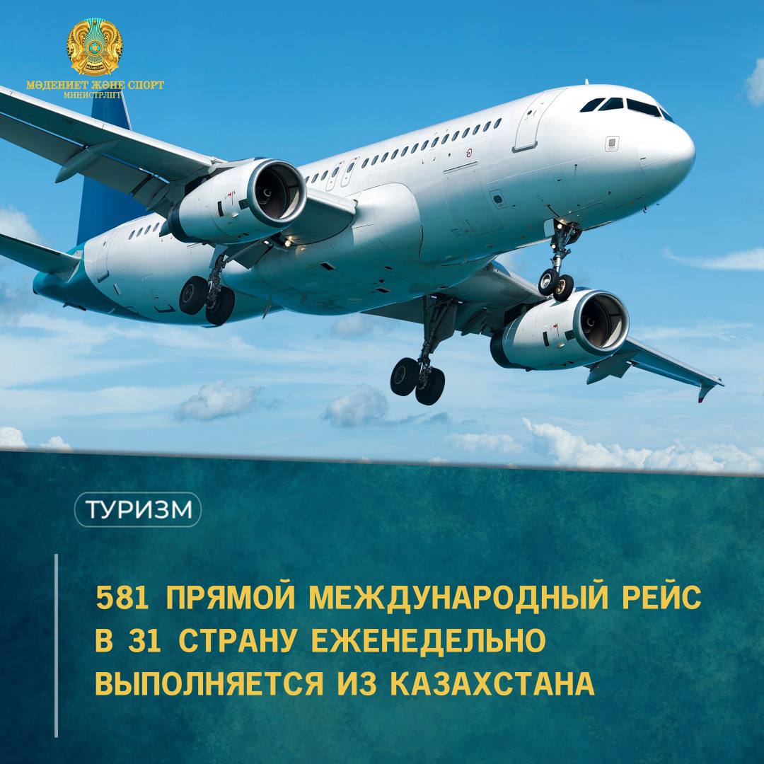 581 ПРЯМОЙ МЕЖДУНАРОДНЫЙ РЕЙС В 31 СТРАНУ ЕЖЕНЕДЕЛЬНО ВЫПОЛНЯЕТСЯ ИЗ КАЗАХСТАНА
