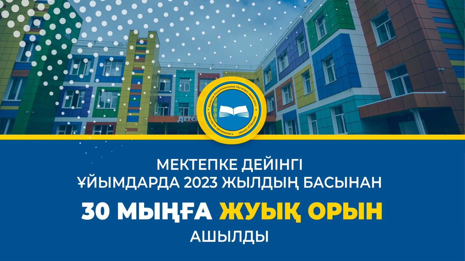 МЕКТЕПКЕ ДЕЙІНГІ ҰЙЫМДАРДА 2023 ЖЫЛДЫҢ БАСЫНАН 30 МЫҢҒА ЖУЫҚ ОРЫН АШЫЛДЫ