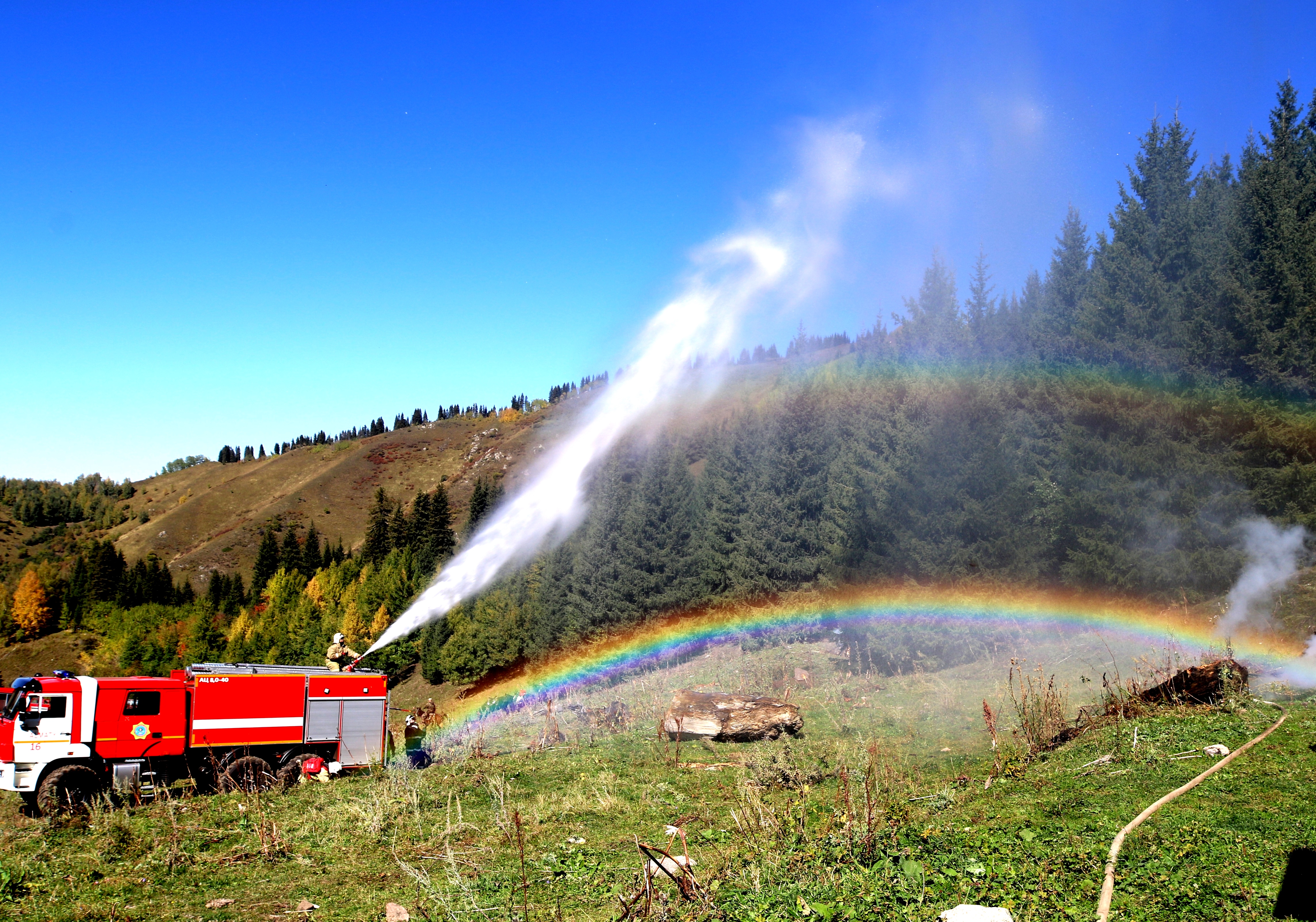 В Алматинском урочище «Кимасар»  проведены масштабные пожарно-тактические учения