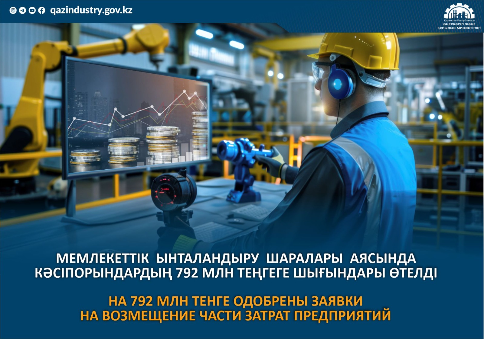 НА 792 МЛН ТЕНГЕ ОДОБРЕНЫ ЗАЯВКИ НА ВОЗМЕЩЕНИЕ ЧАСТИ ЗАТРАТ ПРЕДПРИЯТИЙ