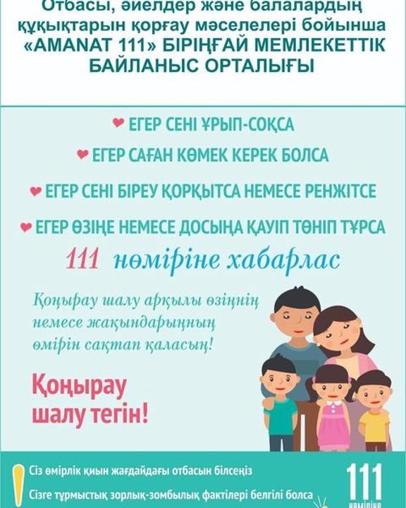 Байланыс-орталығы «111» отбасы, әйелдер және балалар мәселелері бойынша сенім телефоны