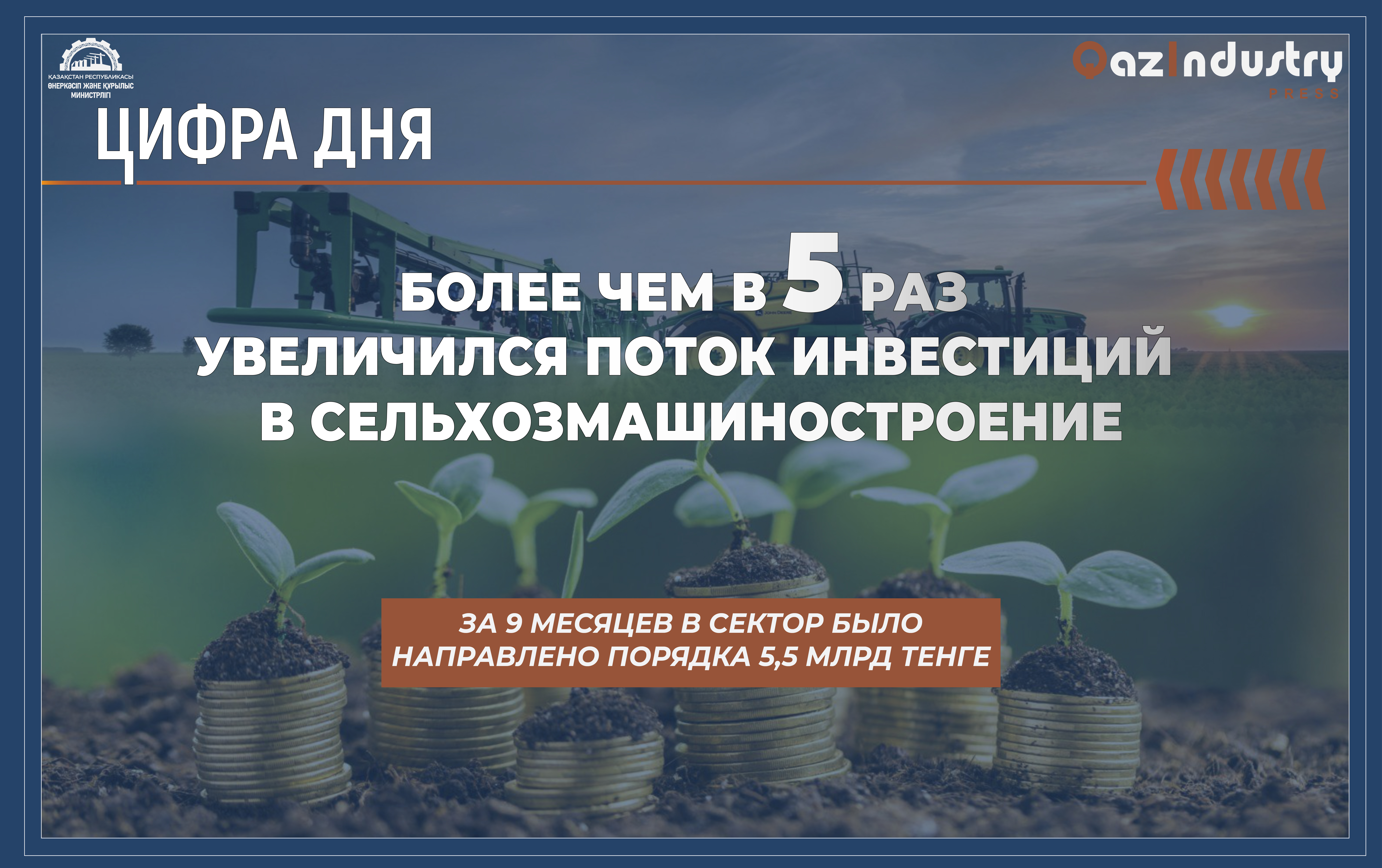 Более чем в 5 раз увеличился поток инвестиций в сельхозмашиностроение