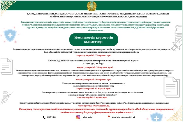 Комитет санитарно-эпидемиологического контроля Министерства здравоохранения Республики Казахстан.Департамент санитарно-эпидемиологического контроля Абайской области