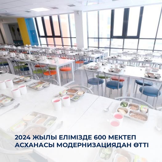 2024 жылы елімізде 600 мектеп асханасы модернизациядан өтті